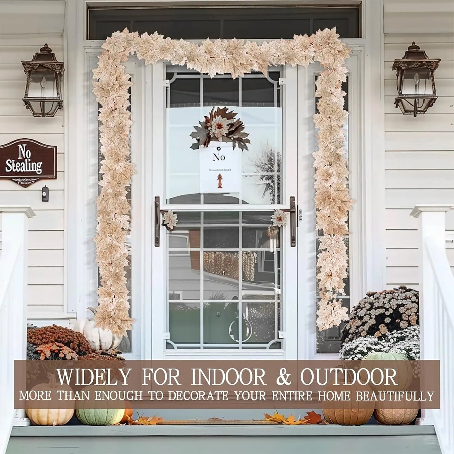 3 Pack Fall Decor - Fall Garland with Lights Fall Decorations for Home, Total 20Ft 60LED Thick Lighted Maples Leafed Autumn Garland Wedding Harvest Fireplace Party Christmas Thanksgiving Decorations