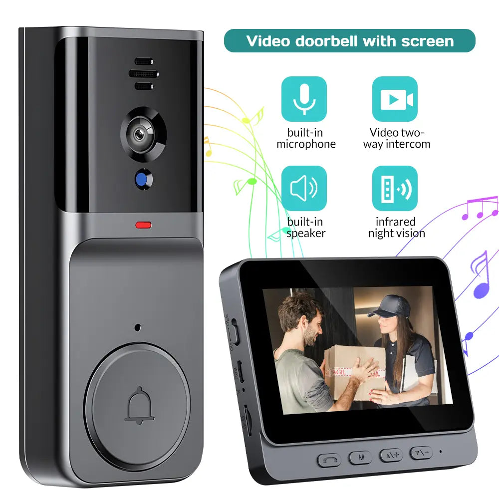 X8 Wireless Rechargeable Smart Visual Doorbell Camera, Home Security Cameras with Night Vision, 2-Way Talk, Waterproof Sensor Alarm, Video Intercom & Privacy Protection, Two-Way Talk