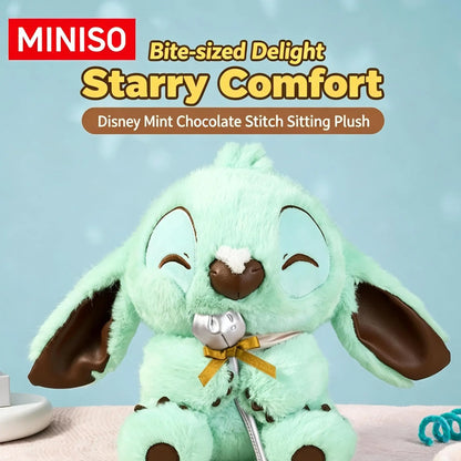 Disney Stitch Sitting Plush Figure, Cute Mint Green Seated Stuffed Doll, Soft Fluffy Stitch Toy, Adorable Gift for Kids & Friends