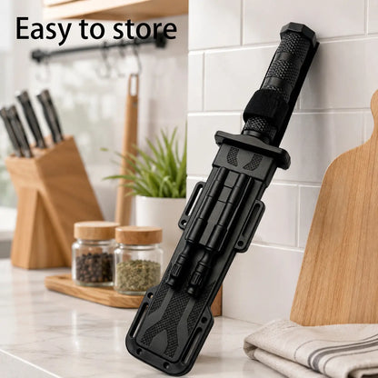 Home Cooking Prep Knife - Matte Black Blade, Textured Handle, Protective Sheath, Built-In Accessory Storage - Kitchen Knives for Ingredient Preparation, Father’S Day, Birthdays, Housewarmings Gifts, Bbq Prep