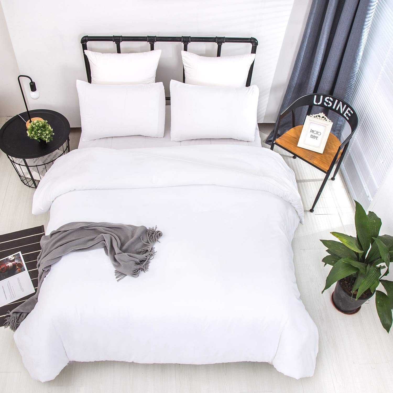 White Queen Comforter Set 3Pcs White Bedding Comforter Sets