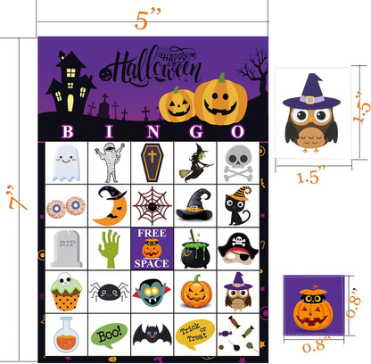 Halloween Bingo Game for 24 Players, Party Games for Kids Classroom