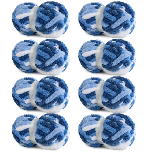 HOMBYS Tie-Dye Chunky Chenille Yarn - 8-Pack Super Bulky Crafting Supplies for Hand Knitting, Oversized Crochet Projects, DIY Crafts with Softness, Maker Flowers Mini Gift Garland, Chunky Yarn, Oversized Crochet Yarn -- Ornament