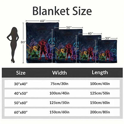 One-Piece Neon Silhouette Flannel Blanket Straw Hat Crew Anime Art Print Soft Cozy Warm Lightweight Plush Throw for Sofa Bed Gaming Room Otaku Fan Gift