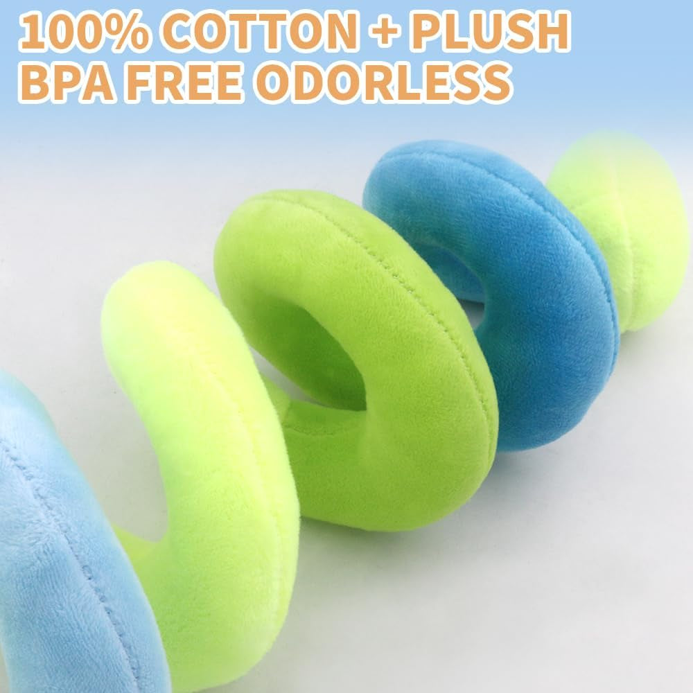 Baby Car Seat Toys, Activity Spiral Hangings Pram Toys, Plush Crib Toys with Squeaky for Boy or Girl, 0 Months up (Duck)