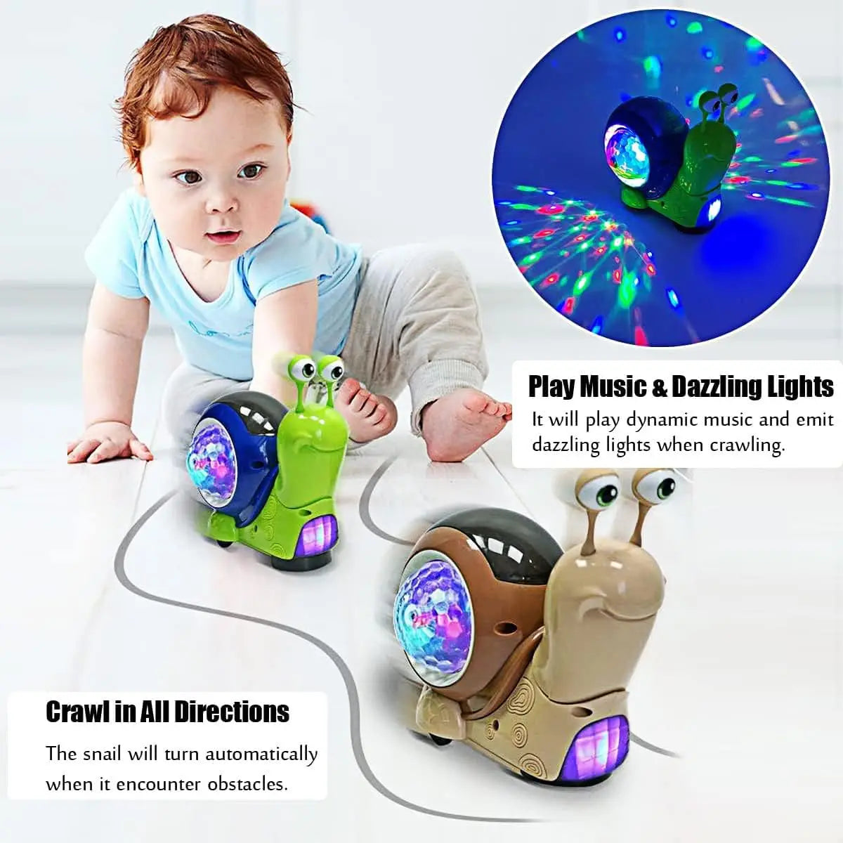 Crawling Snail Baby Toy Walking Tummy Time Dancing Early Educational Interactive Musical Light Toys Toddler for Kids Gifts