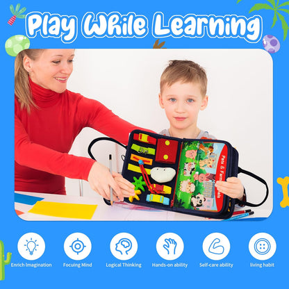 Busy Board for Toddlers 3+ Years Old, Montessori Sensory Toy