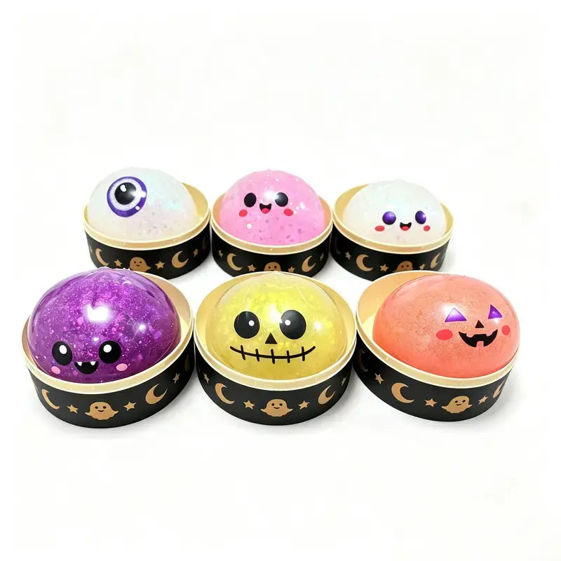 Halloween Cute Scary Ghost Maruko Squishy Squeeze Toy Set, Mini Portable Stress Toy, Sensory Products for Halloween Things, Party Treat Bag Fillers & Mini Gifts