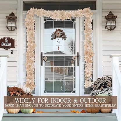3 Pack Fall Decor - Fall Garland with Lights Fall Decorations for Home, Total 20Ft 60LED Thick Lighted Maples Leafed Autumn Garland Wedding Harvest Fireplace Party Christmas Thanksgiving Decorations