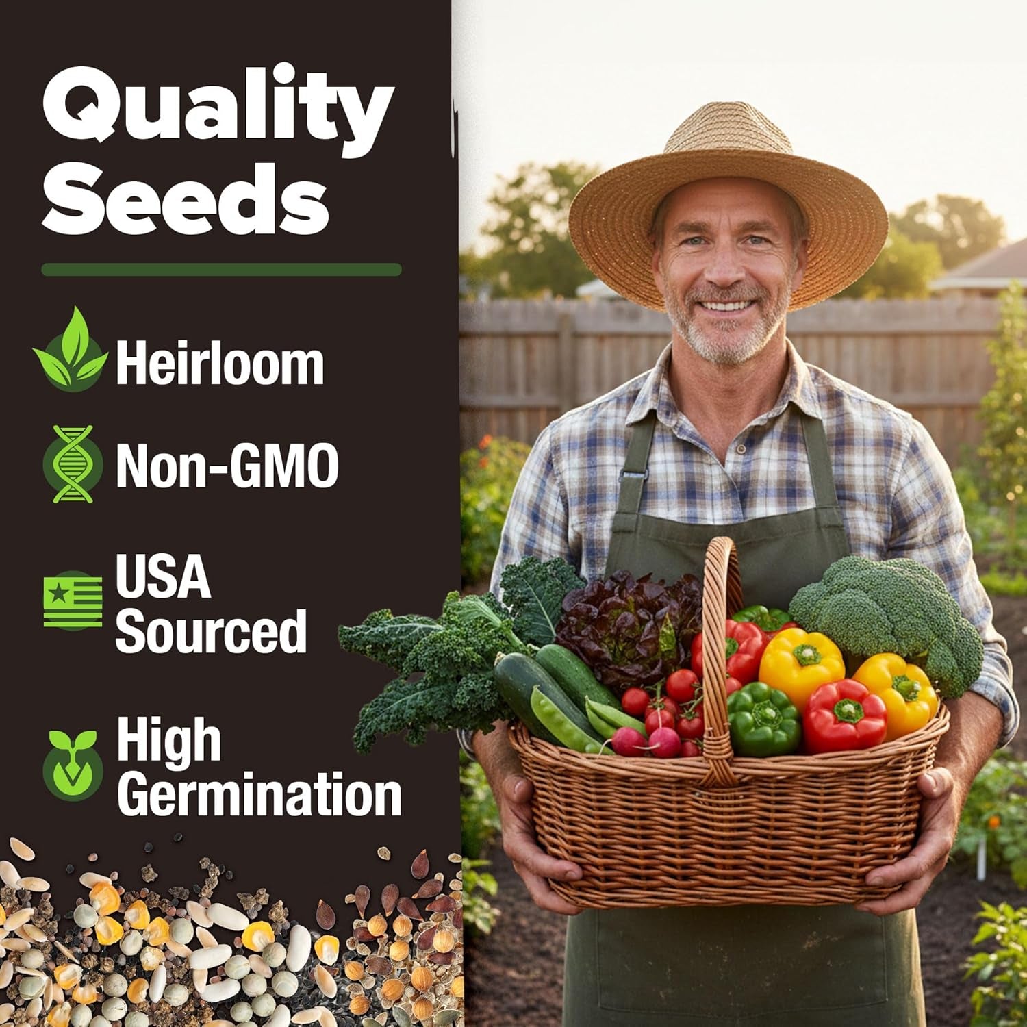 10 Variety Seed Vault, 5,700+ Seeds, Vegetable Garden Kit