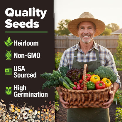 10 Variety Seed Vault, 5,700+ Seeds, Vegetable Garden Kit