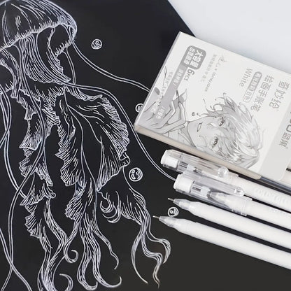 LANGUO 12PCS Black & White Gel Pens, 0.6Mm & 1.0Mm Fine Point Premium Ink Gel Pens, Ideal for Black Paper, Journaling, Drawing, Back to School, Art & Office Supplies