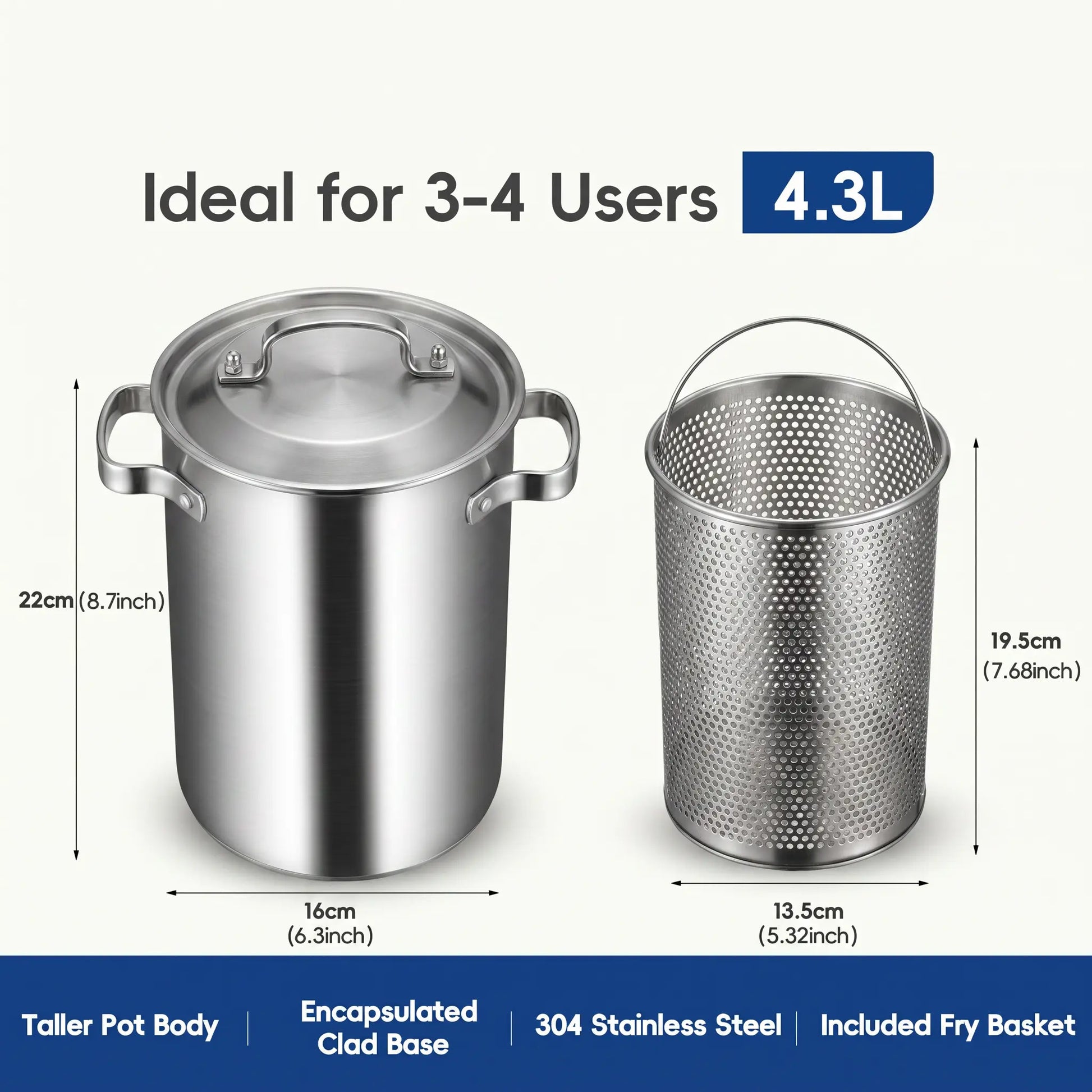 PUCOHOUSE 304 Stainless Steel Deep Stock Pot with Mesh Strainer Basket, Korean Japanese Style Multi-Purpose Asparagus Pot for Spaghetti, Deep Frying Skewers, Blanching Seafood Veggies, All Stovetops Compatible Induction Gas Electric Cookware
