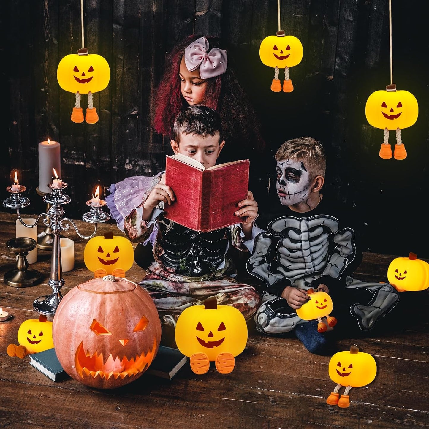 Cute Halloween Pumpkin Night Light Rechargeable for Nursery Bedroom