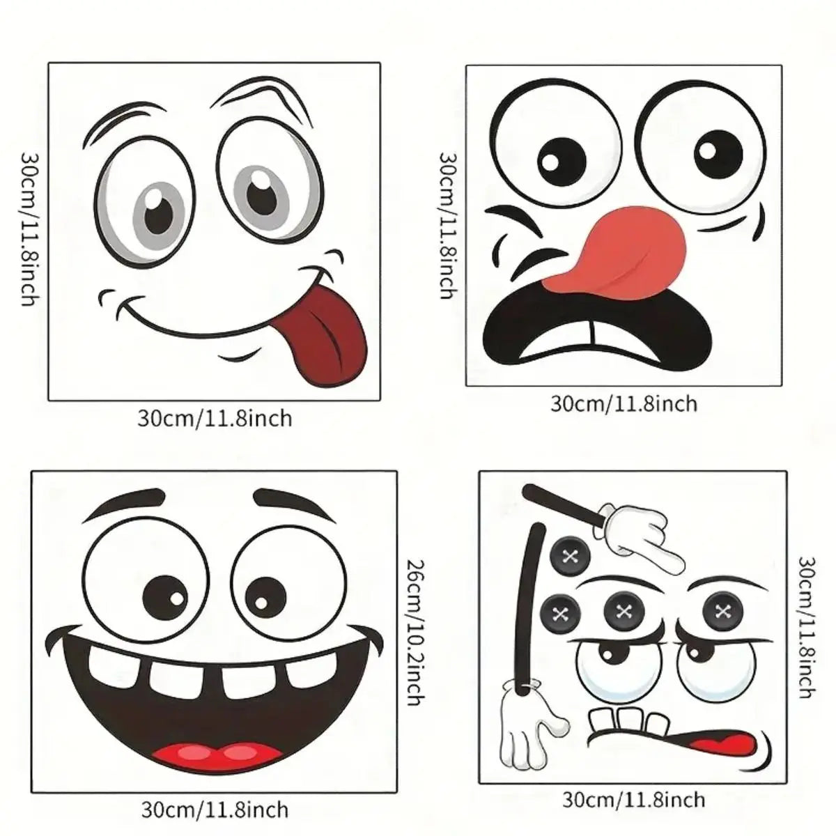 4/8Pcs Interesting Cartoon Face Self-Adhesive Disposable Stickers, Home Decor for Bathroom Trash Can & Refrigerator, Wall Art Decorative Decals