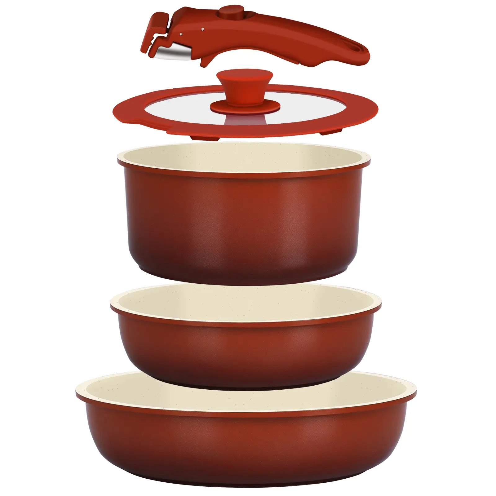 Gipp Non-Stick Cookware Set (5/11/21-Piece) with Detachable Handle, Frying Pan, Saucepan, Lid, Silicone Details, Induction Compatible, Oven Safe for RV Kitchen Use