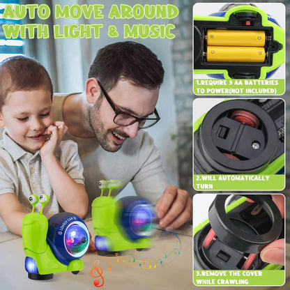 Crawling Snail Baby Toy Walking Tummy Time Dancing Early Educational Interactive Musical Light Toys Toddler for Kids Gifts
