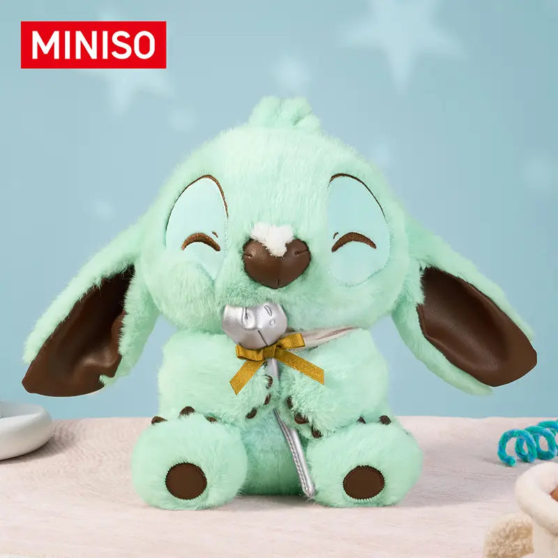 Disney Stitch Sitting Plush Figure, Cute Mint Green Seated Stuffed Doll, Soft Fluffy Stitch Toy, Adorable Gift for Kids & Friends