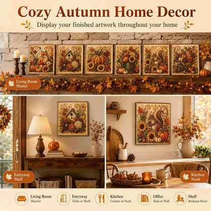 Autumn Pearl Painting Kit - Pearl Art Diy Kits for Adults Autumn (Pumpkin) | 12 * 12-Inch Beginner-Friendly Crafting with Selected Fall Scenes, a Relaxing DIY Project for Sparkling Autumn Artwork