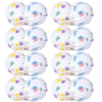 HOMBYS Tie-Dye Chunky Chenille Yarn - 8-Pack Super Bulky Crafting Supplies for Hand Knitting, Oversized Crochet Projects, DIY Crafts with Softness, Maker Flowers Mini Gift Garland, Chunky Yarn, Oversized Crochet Yarn -- Ornament