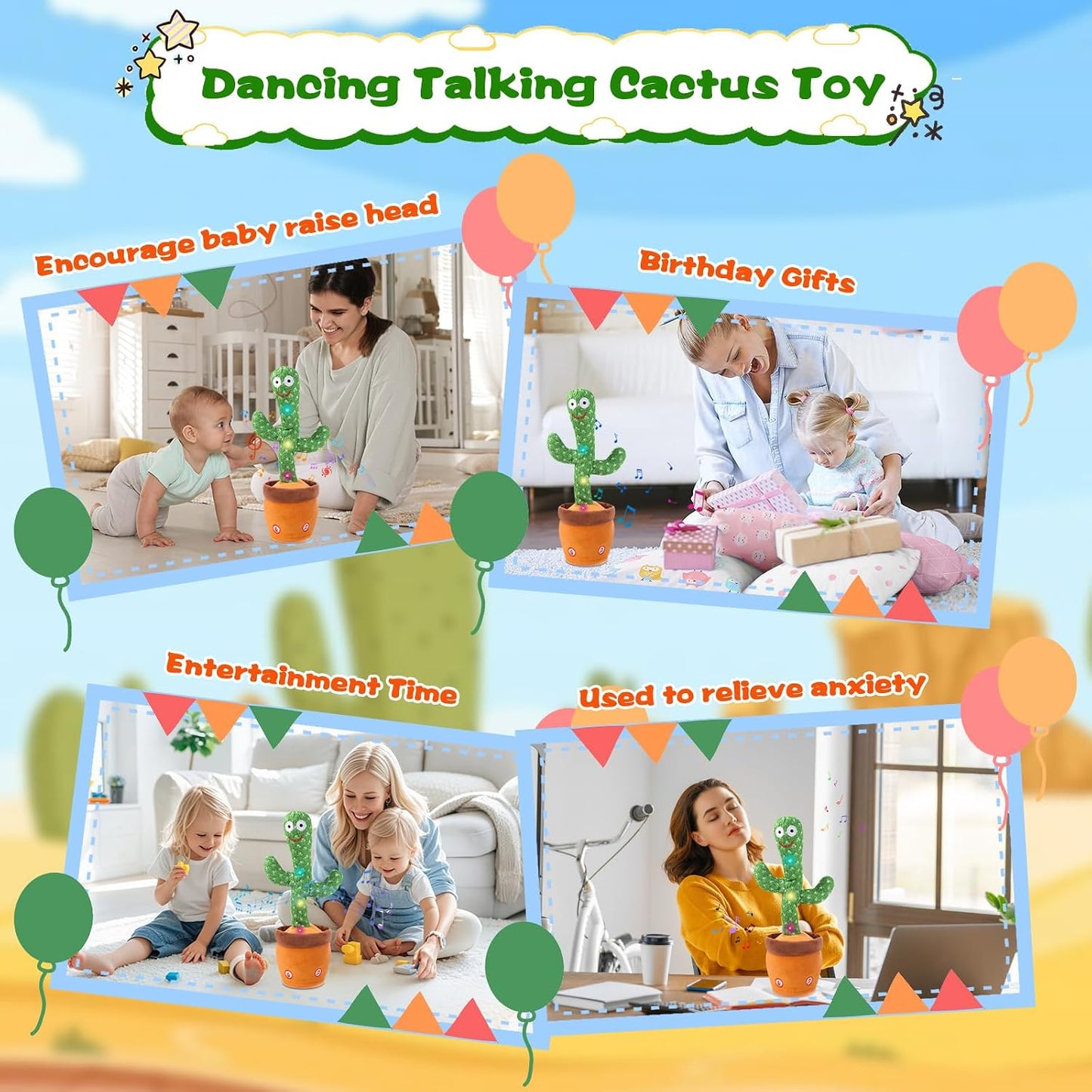 Dancing Talking Cactus Toy, Singing Cactus Baby Toy Stuffed Animals