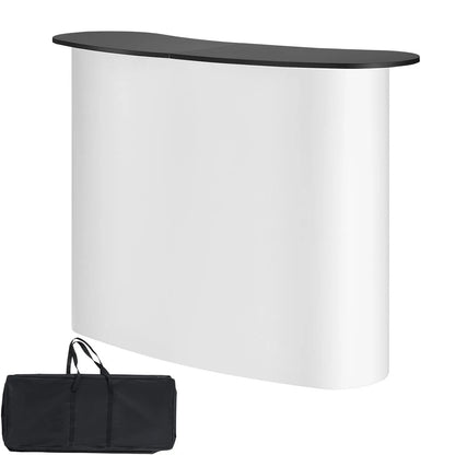 【Fathersdaygift】Vevor Portable Tradeshow Podium Table, 51.18" X 18.31" X 37.4", Display Exhibition Counter Stand Booth Fair with Wall, Foldable Promotion Retail Bar Table Pop up Podium with Storage Rack, Carrying Bag