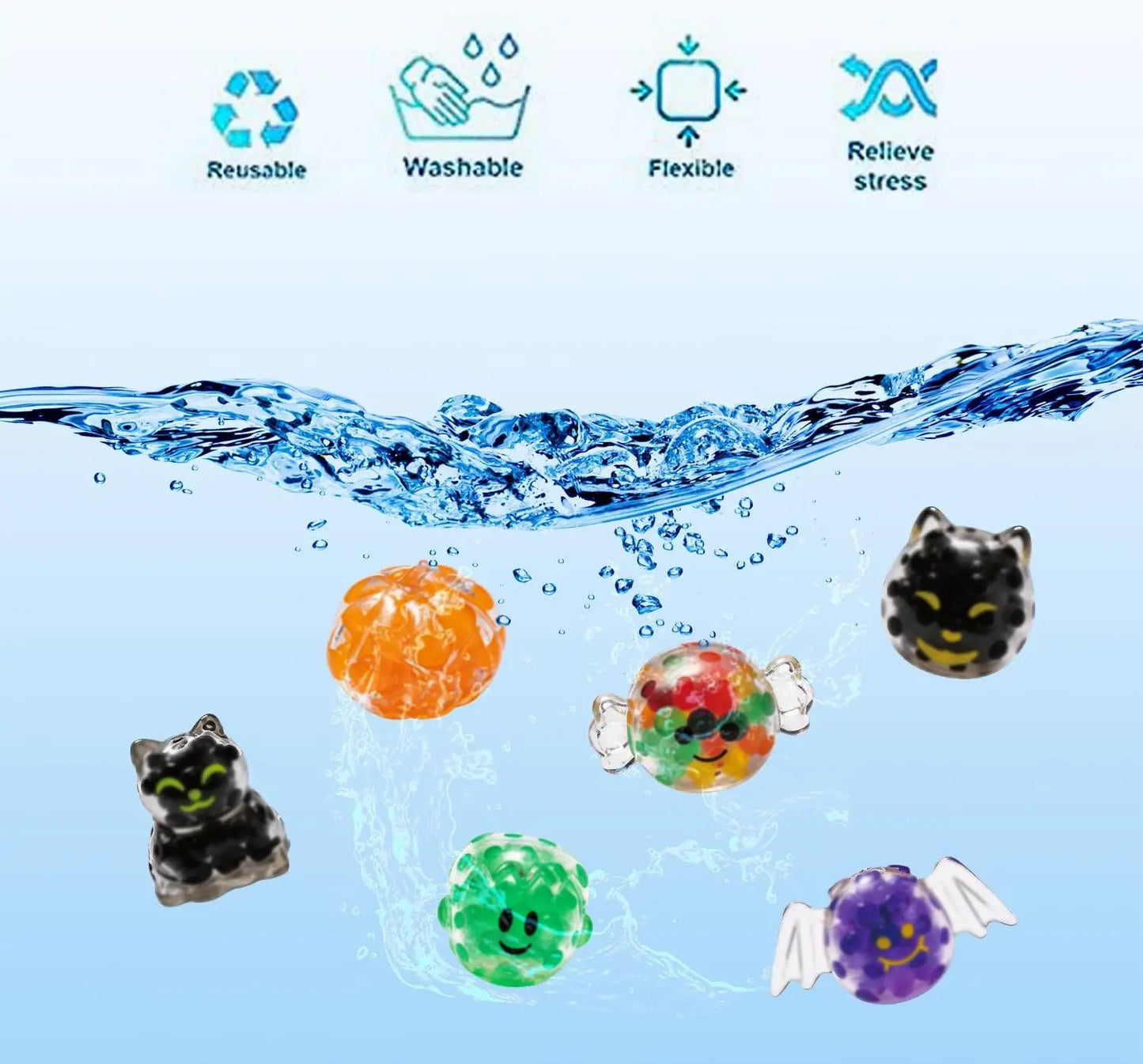 24 Pack Halloween Squishy Toys for Kids, Kawaii Mini Stress Balls, Soft Sensory Fidget Squeeze Toys, Bulk Party Favors, Trick-Or-Treat Goodie Bag Fillers, Halloween Decorations & Gifts