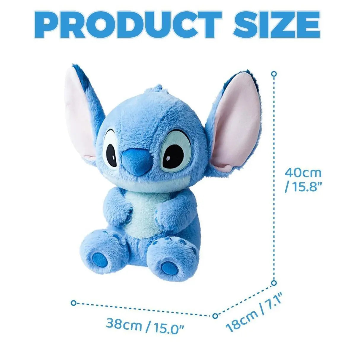 Disney Stitch Sitting Plush Figure, Cute Mint Green Seated Stuffed Doll, Soft Fluffy Stitch Toy, Adorable Gift for Kids & Friends