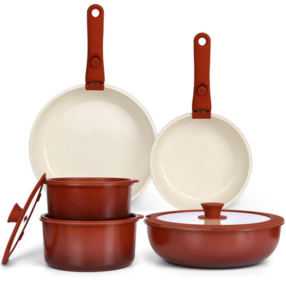 Gipp Non-Stick Cookware Set (5/11/21-Piece) with Detachable Handle, Frying Pan, Saucepan, Lid, Silicone Details, Induction Compatible, Oven Safe for RV Kitchen Use
