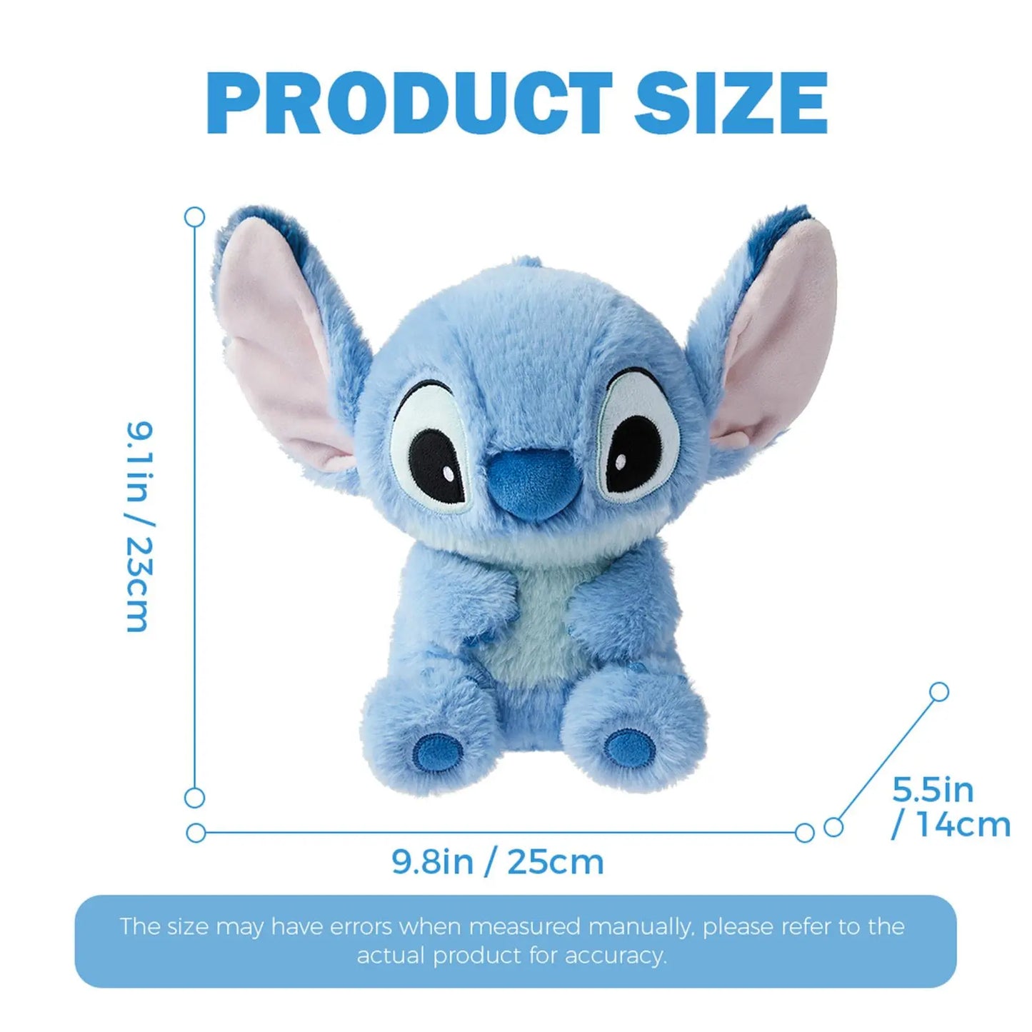 Disney Stitch Sitting Plush Figure, Cute Mint Green Seated Stuffed Doll, Soft Fluffy Stitch Toy, Adorable Gift for Kids & Friends