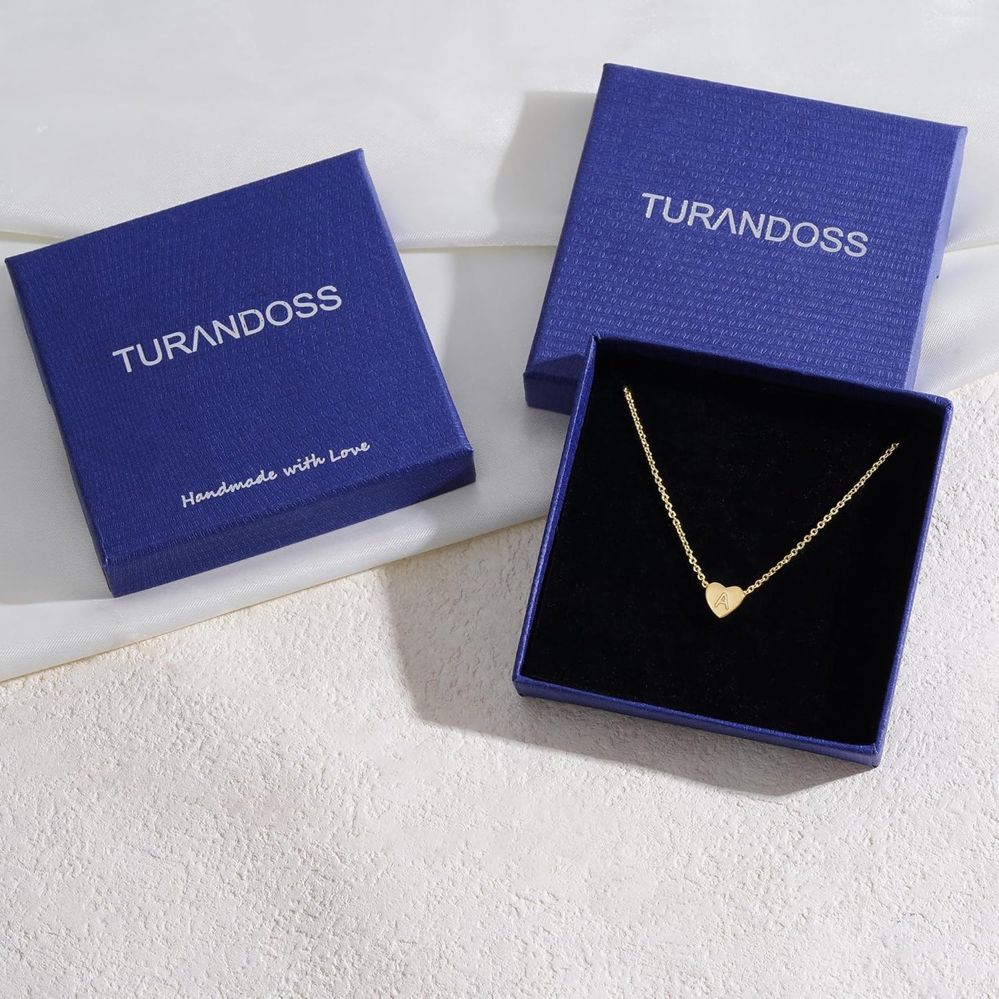 Heart Initial Necklace for Girls, 14K Gold Plated Birthday Gift