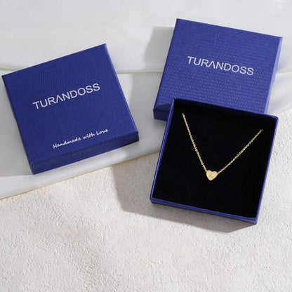 Heart Initial Necklace for Girls, 14K Gold Plated Birthday Gift