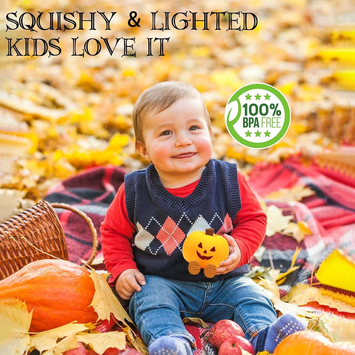 Cute Halloween Pumpkin Night Light Rechargeable for Nursery Bedroom