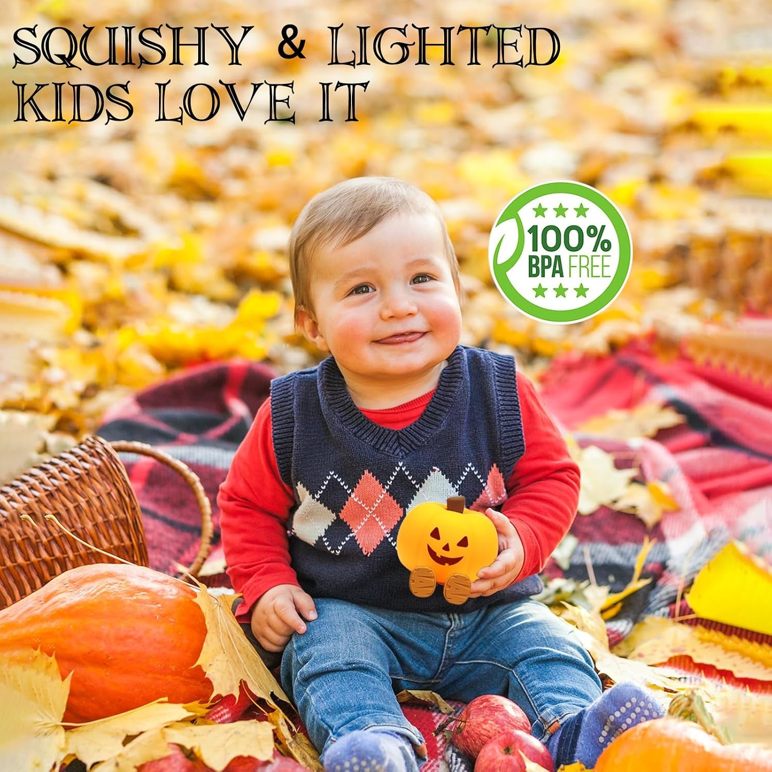 Cute Halloween Pumpkin Night Light Rechargeable for Nursery Bedroom