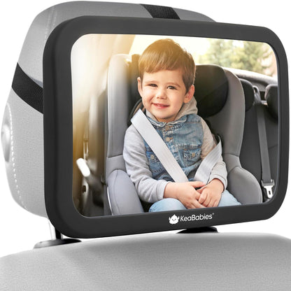 Baby Car Seat Mirror, Wide View, Shatterproof (Matte Black)