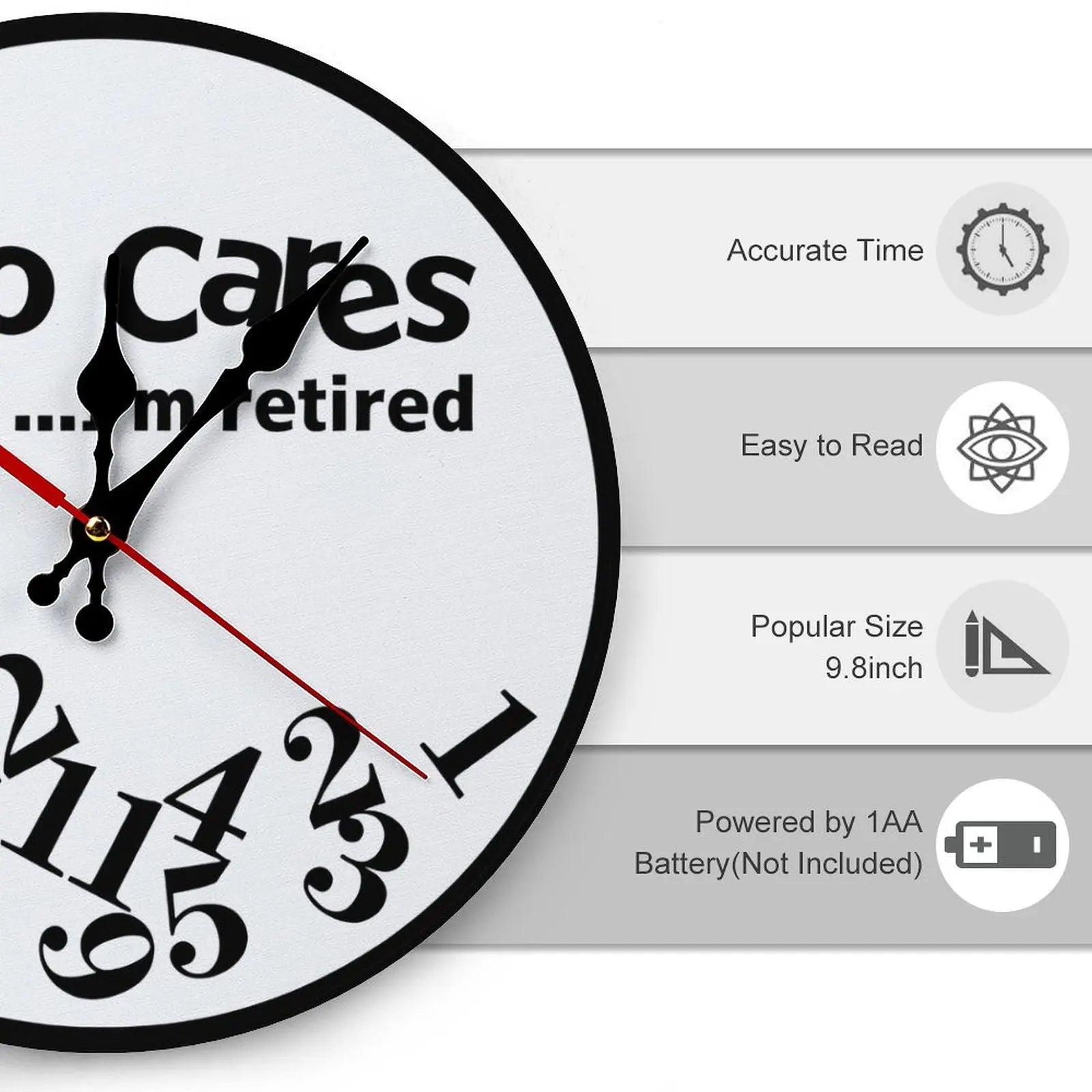 10-12 Inch DIY Funny Retirement Wall Clock, Easy-Assemble Novelty Clock with Silent Movement, Humorous Home & Room Decor for Office Man Cave, Analog Clock