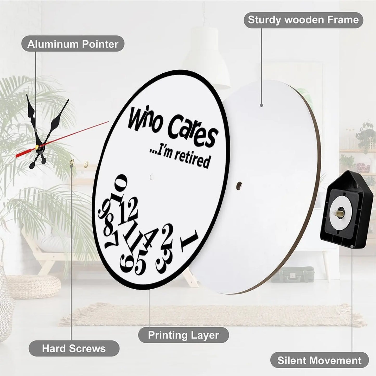 10-12 Inch DIY Funny Retirement Wall Clock, Easy-Assemble Novelty Clock with Silent Movement, Humorous Home & Room Decor for Office Man Cave, Analog Clock