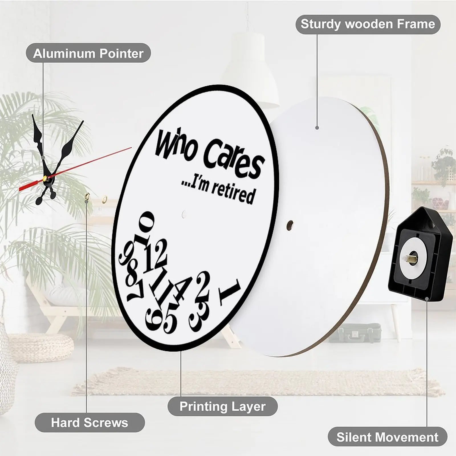 10-12 Inch DIY Funny Retirement Wall Clock, Easy-Assemble Novelty Clock with Silent Movement, Humorous Home & Room Decor for Office Man Cave, Analog Clock