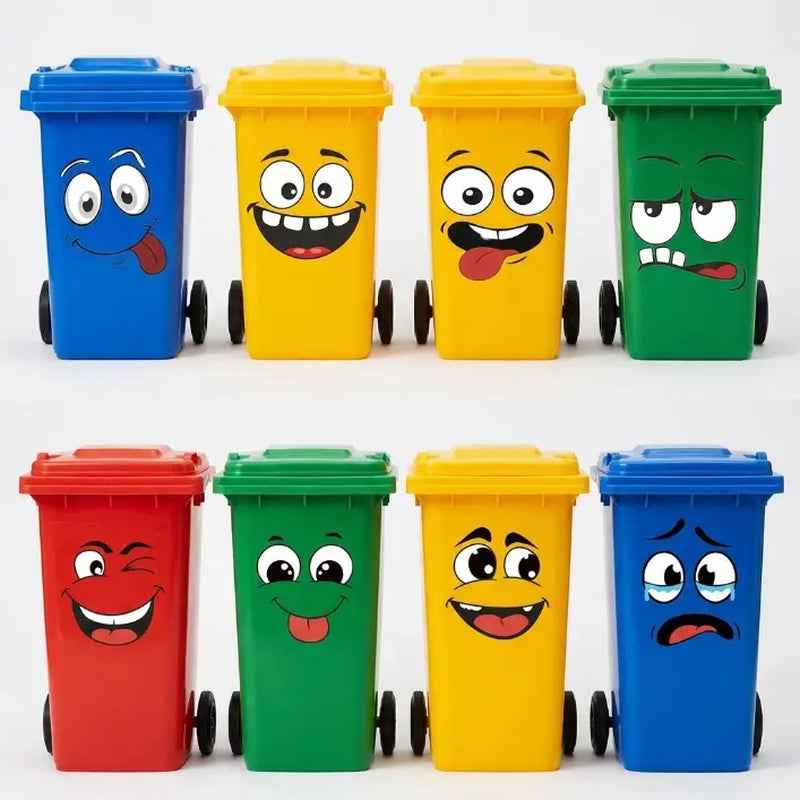 4/8Pcs Interesting Cartoon Face Self-Adhesive Disposable Stickers, Home Decor for Bathroom Trash Can & Refrigerator, Wall Art Decorative Decals