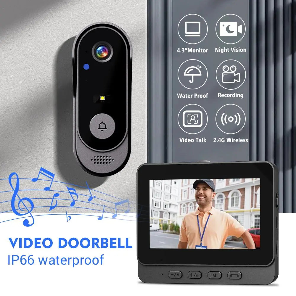 X8 Wireless Rechargeable Smart Visual Doorbell Camera, Home Security Cameras with Night Vision, 2-Way Talk, Waterproof Sensor Alarm, Video Intercom & Privacy Protection, Two-Way Talk