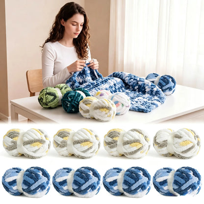 HOMBYS Tie-Dye Chunky Chenille Yarn - 8-Pack Super Bulky Crafting Supplies for Hand Knitting, Oversized Crochet Projects, DIY Crafts with Softness, Maker Flowers Mini Gift Garland, Chunky Yarn, Oversized Crochet Yarn -- Ornament