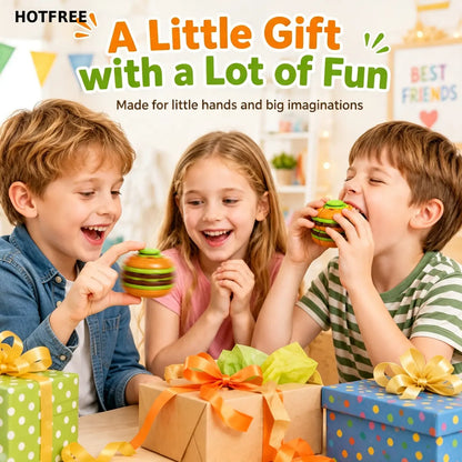 Hotfree Hamburger Transformable Fidget Ball Toy with Press & Spin Function, Handheld Sensory Fidget Gyro Toy, Pocket Stress Relief Tool, Anxiety Calming Fidget Spinner, Focus Aid for ADHD, Desk Fidget Gadget for Adults & Teens