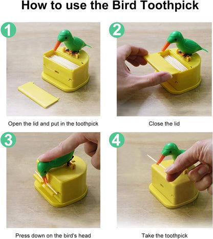 Bird Toothpick Dispenser - Cute Woodpecker & Toucan Toothpick Holders for Home & Dining Table Gifts