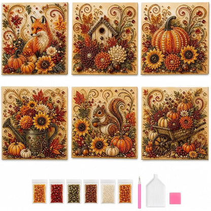 Autumn Pearl Painting Kit - Pearl Art Diy Kits for Adults Autumn (Pumpkin) | 12 * 12-Inch Beginner-Friendly Crafting with Selected Fall Scenes, a Relaxing DIY Project for Sparkling Autumn Artwork