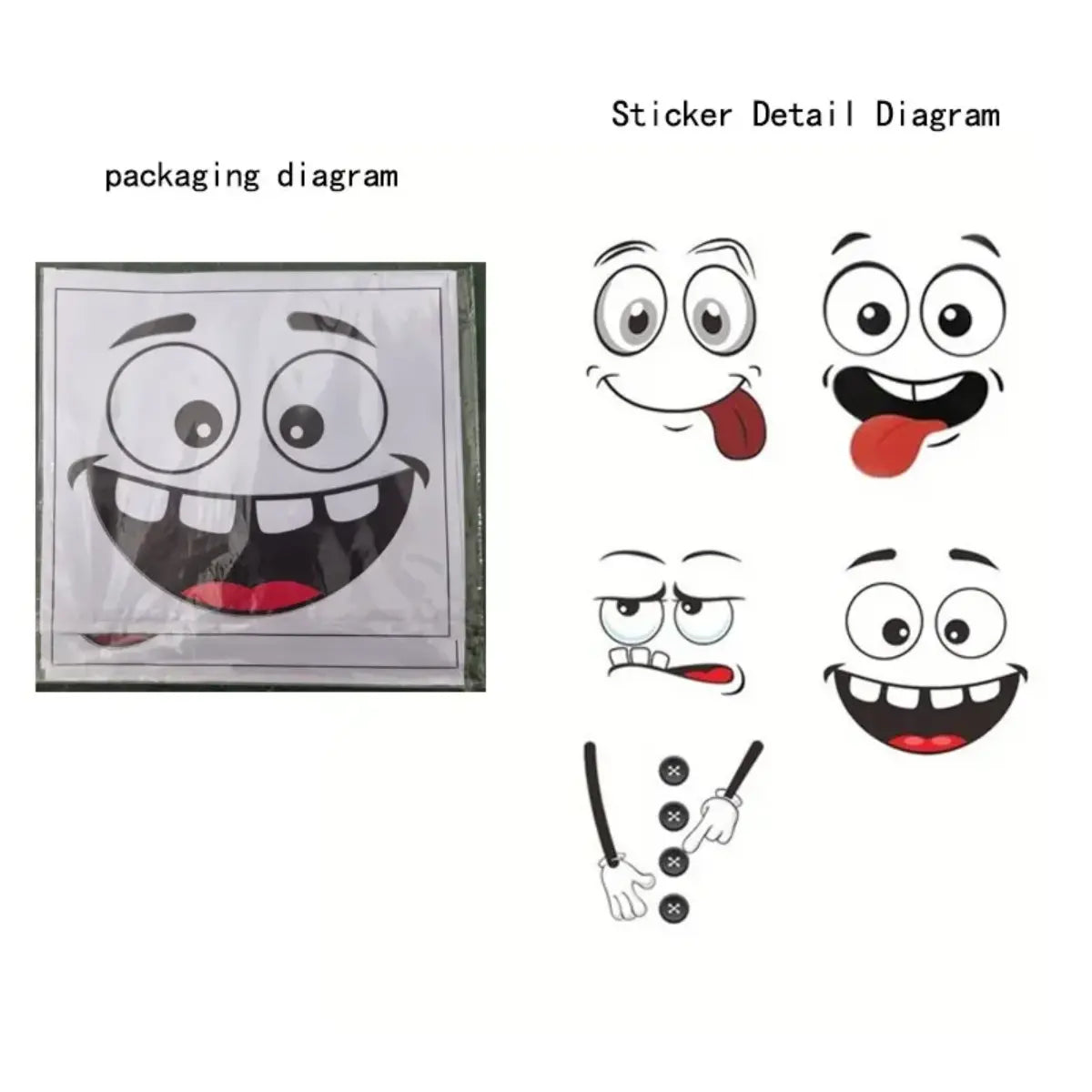 4/8Pcs Interesting Cartoon Face Self-Adhesive Disposable Stickers, Home Decor for Bathroom Trash Can & Refrigerator, Wall Art Decorative Decals