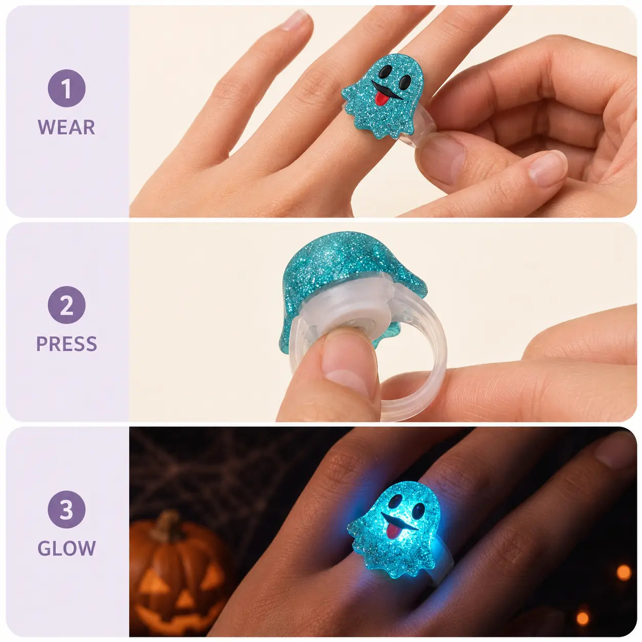 2026 New Spooky Halloween LED Light-Up Flashing Rings (24PCS Assorted), Trick-Or-Treat Gifts, Party Favors & Goodie Bag Prizes