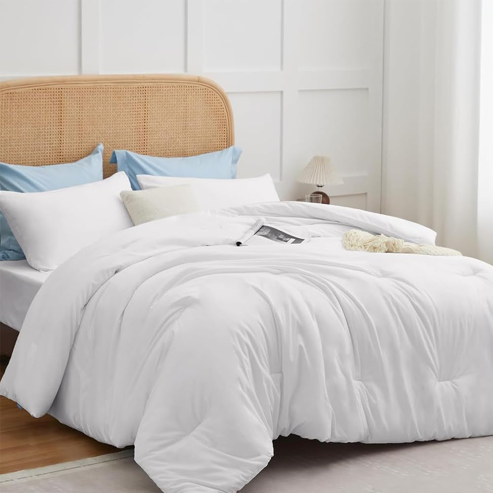 White Queen Comforter Set 3Pcs White Bedding Comforter Sets