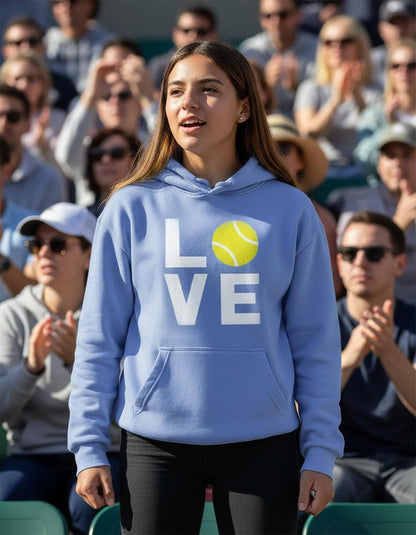 Love Tennis Hoodie Women Teen Girls Player Coach Fan Sporty Pullover