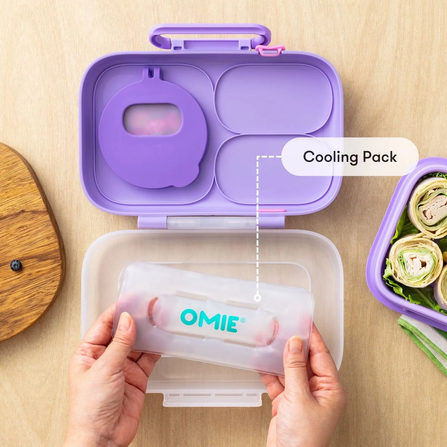 OMIE Omiebox Lite - Lightweight Plastic Rectangular Single Unit Cold-Lunch Bento Box, Kitchenware Lunch Boxes (TTS), Tableware