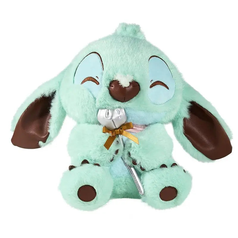 Disney Stitch Sitting Plush Figure, Cute Mint Green Seated Stuffed Doll, Soft Fluffy Stitch Toy, Adorable Gift for Kids & Friends